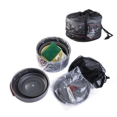 Набор посуды Naturehike 2-3 NH (2 каструли+ кришки+сковорода) NH15T203-G grey 6927595787205 фото