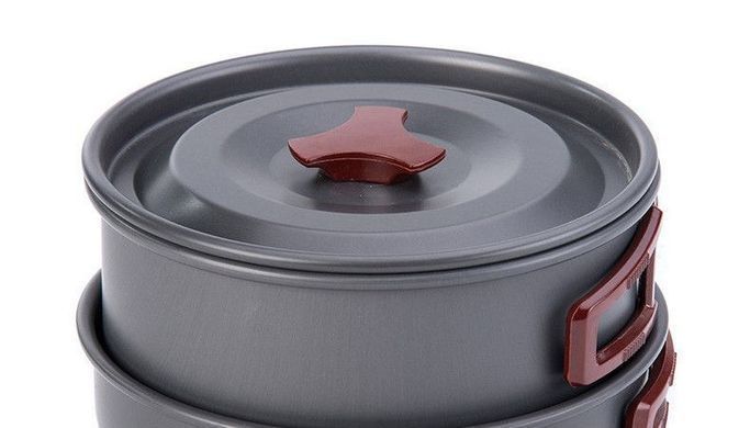 Набор посуды Naturehike 2-3 NH (2 каструли+ кришки+сковорода) NH15T203-G grey 6927595787205 фото
