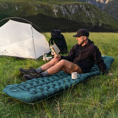 Матрас туристический надувной одноместный Naturehike CNK2550WS019, 200x60x9.5 см, синий, прямоугольный с мешком для надувания 6977465863171 фото