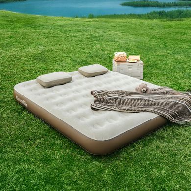 Самонадувающийся матрас, двухместный, со встроенным насосом Naturehike CNK2550WS013, 250 мм, бело-коричневый 6927595785836 фото