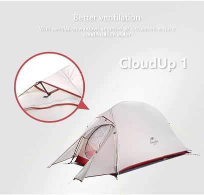Палатка Naturehike Cloud UP I (1-местная) 20D NH18T010-T gray-red