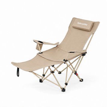 Кресло туристическое складное с высокой спинкой и подставкой для ног Naturehike CNK2550JJ019, бежевое 6977465860538 фото