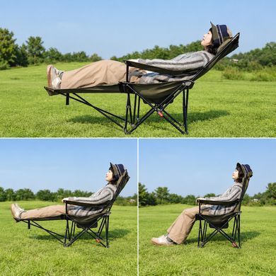 Кресло туристическое складное с высокой спинкой и подставкой для ног Naturehike CNK2550JJ019, бежевое 6977465860538 фото