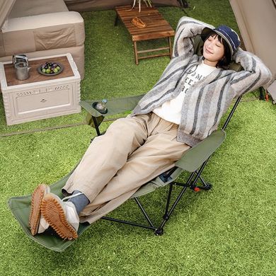 Кресло туристическое складное с высокой спинкой и подставкой для ног Naturehike CNK2550JJ019, бежевое 6977465860538 фото