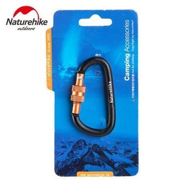 Карабин с муфтой Naturehike D-type 60 мм NH15A005-H black 6927595717400 фото