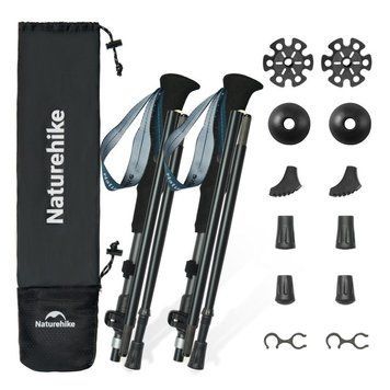 Трекінгові палиці п'ятисекційні Naturehike CNK2450DS013 Gale Pro, 115-135 см, 2 шт, чорні 6927595792728 фото