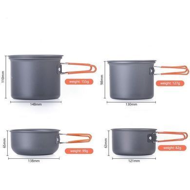 Набір посуду Naturehike 2-3 (2 каструлі+кришки) NH15T401-G grey 6927595787212 фото