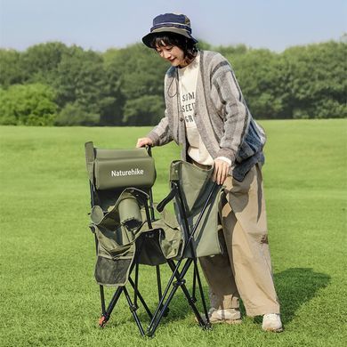 Кресло туристическое складное с высокой спинкой и подставкой для ног Naturehike CNK2550JJ019, зеленое 6977465860552 фото
