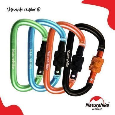 Карабин многофункциональный с муфтой Naturehike D-type 80 мм NH15A008-D black 6927595701607 фото