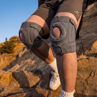 Бандаж на коліно туристичний з пружинною підтримкою Naturehike Qingyue CNK2650DS010, сірий 6927595713181 фото