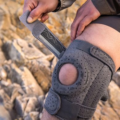 Бандаж на коліно туристичний з пружинною підтримкою Naturehike Qingyue CNK2650DS010, сірий 6927595713181 фото