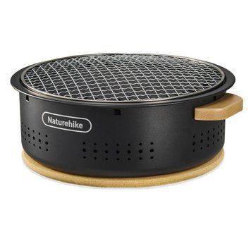 Настільна кругла піч із решіткою гриль Naturehike CNK2550CF010, 36*32.6*12 см, хромоване залізо 6977465869364 фото