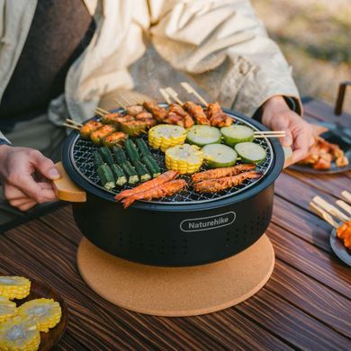 Настільна кругла піч із решіткою гриль Naturehike CNK2550CF010, 36*32.6*12 см, хромоване залізо 6977465869364 фото