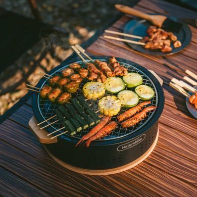 Настільна кругла піч із решіткою гриль Naturehike CNK2550CF010, 36*32.6*12 см, хромоване залізо 6977465869364 фото
