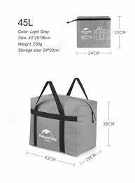 Сумка-баул дорожная Naturehike Outdoor storage bag Updated 45 л NH17S021-M темно-серая 6927595724897 фото