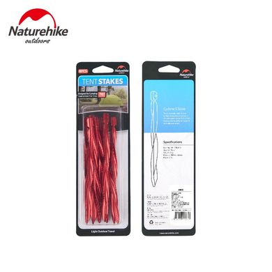 Кілочки Spiral Naturehike aluminum 250 мм (4 шт.) NH17D024-D red